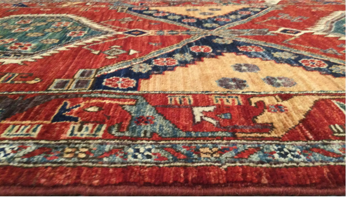 Afghan Turkaman weave in 19th century Caucasian design 508x88cm | Rug# 26382