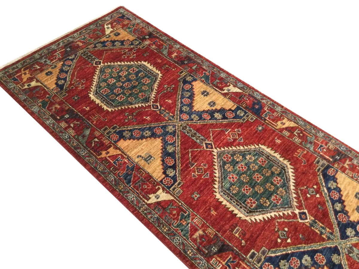 Afghan Turkaman weave in 19th century Caucasian design 508x88cm | Rug# 26382