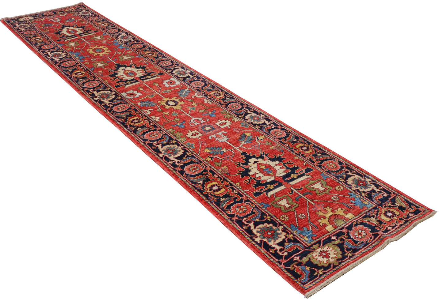 Afghan Turkaman Heriz-inspired 390x81cm | Rug# 26817