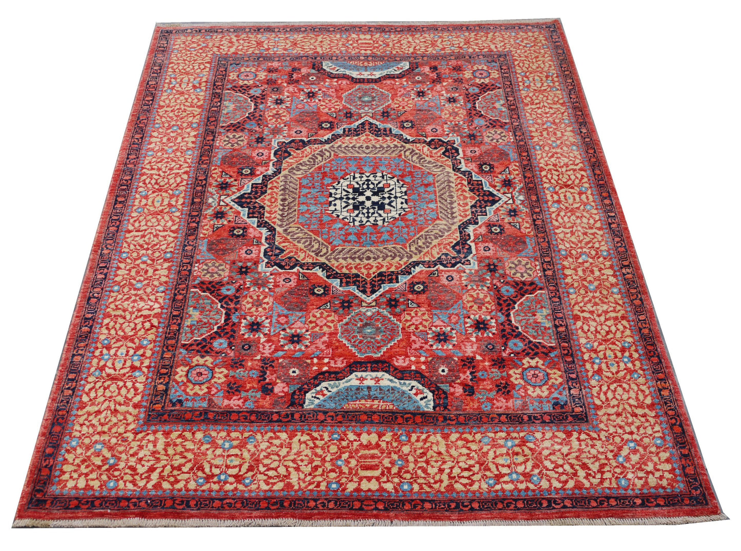 Afghan Turkaman weave, 15rh century Mamluk inspired 211x147cm | Rug# 26828