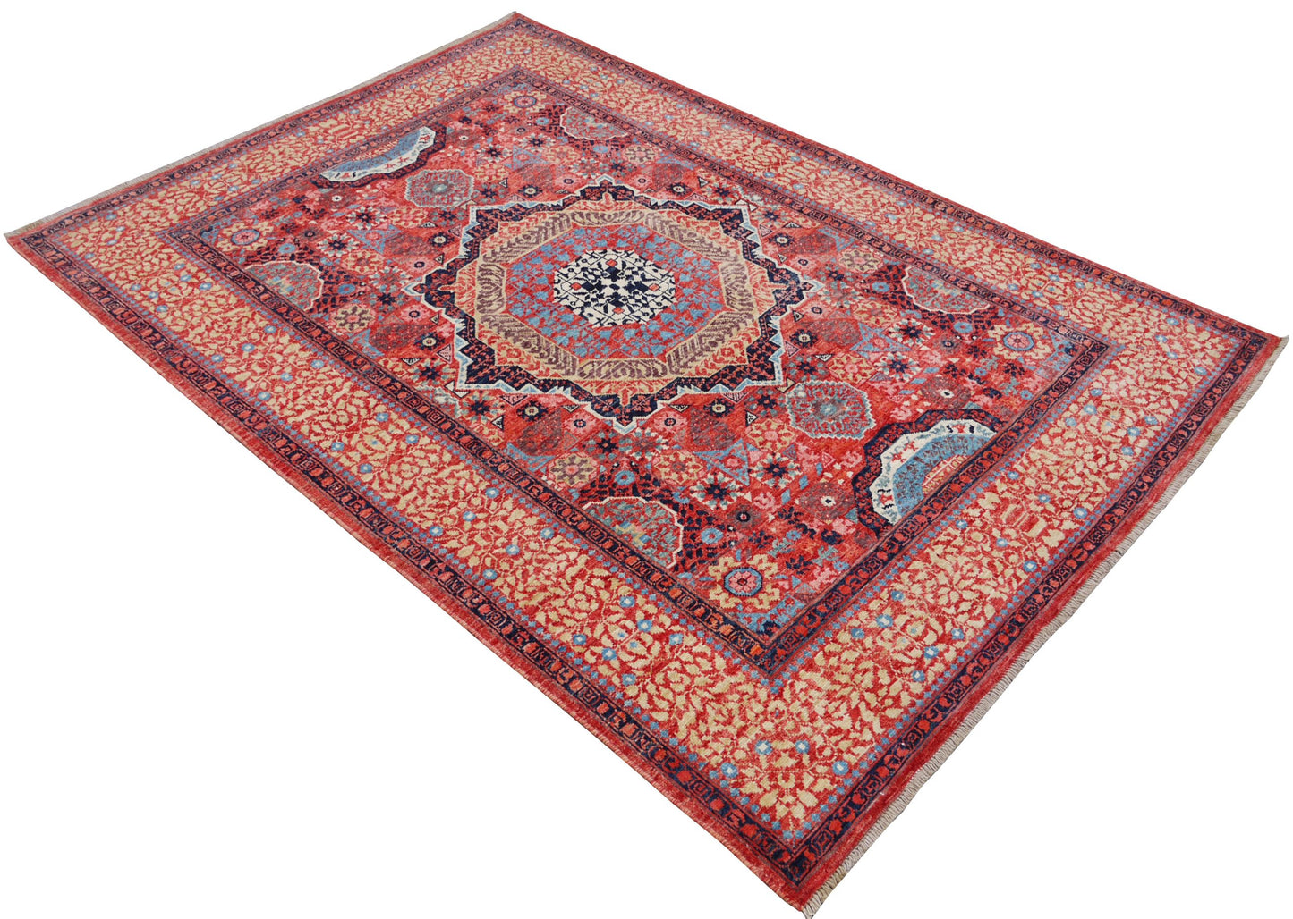 Afghan Turkaman weave, 15rh century Mamluk inspired 211x147cm | Rug# 26828