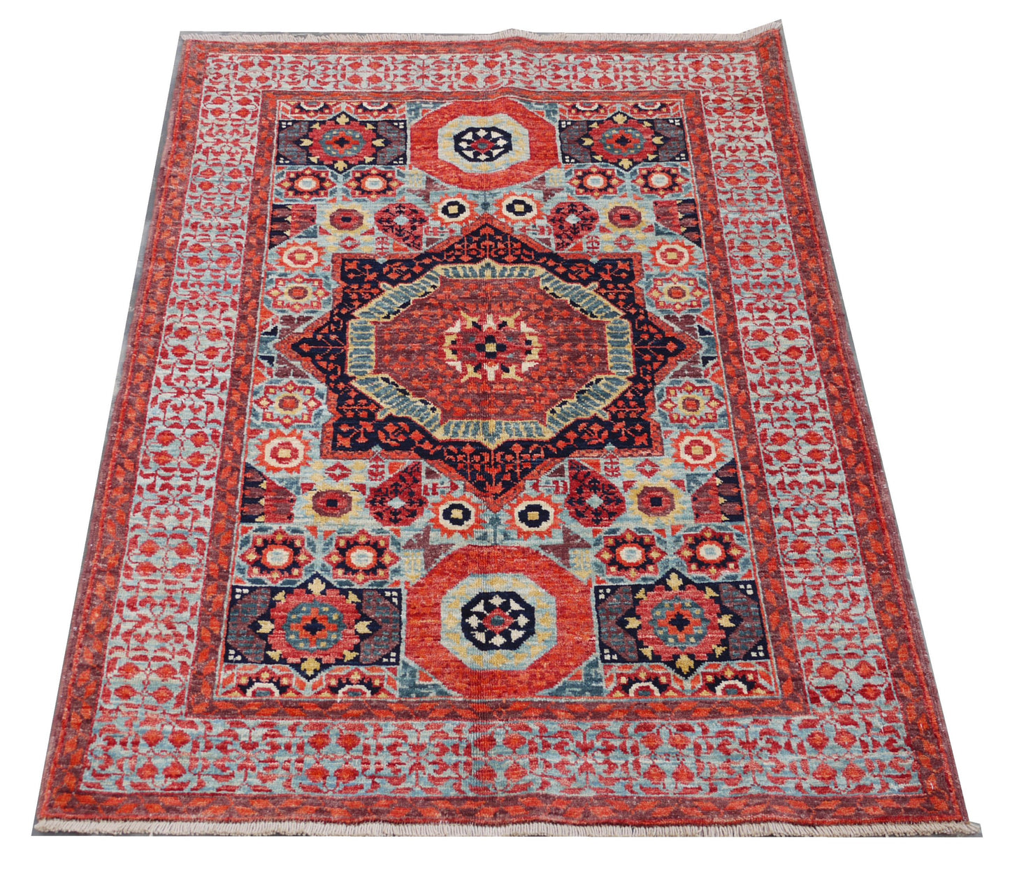 Afghan Turkaman weave, 15th century Mamluk design 148x100cm | Rug# 26830
