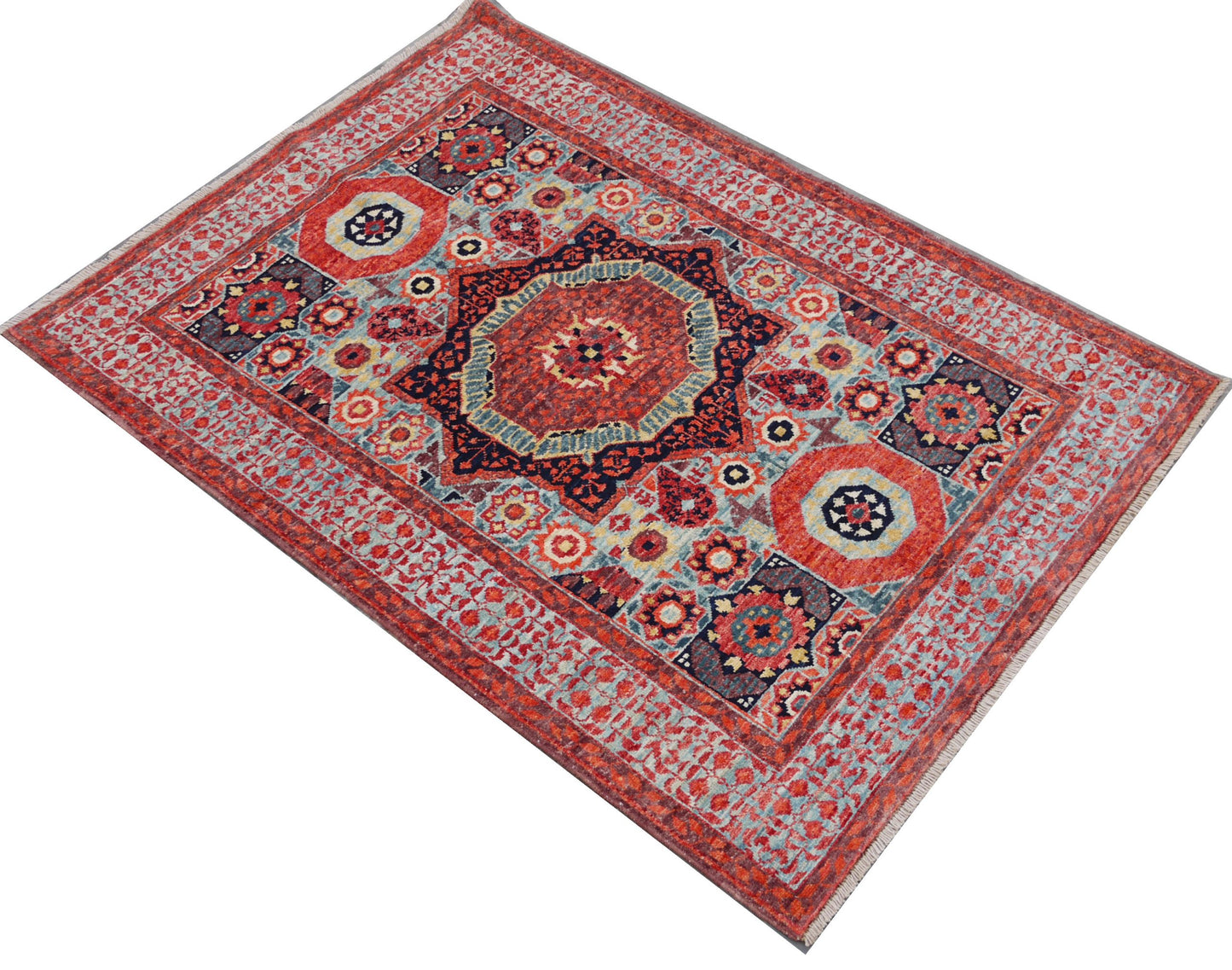 Afghan Turkaman weave, 15th century Mamluk design 148x100cm | Rug# 26830