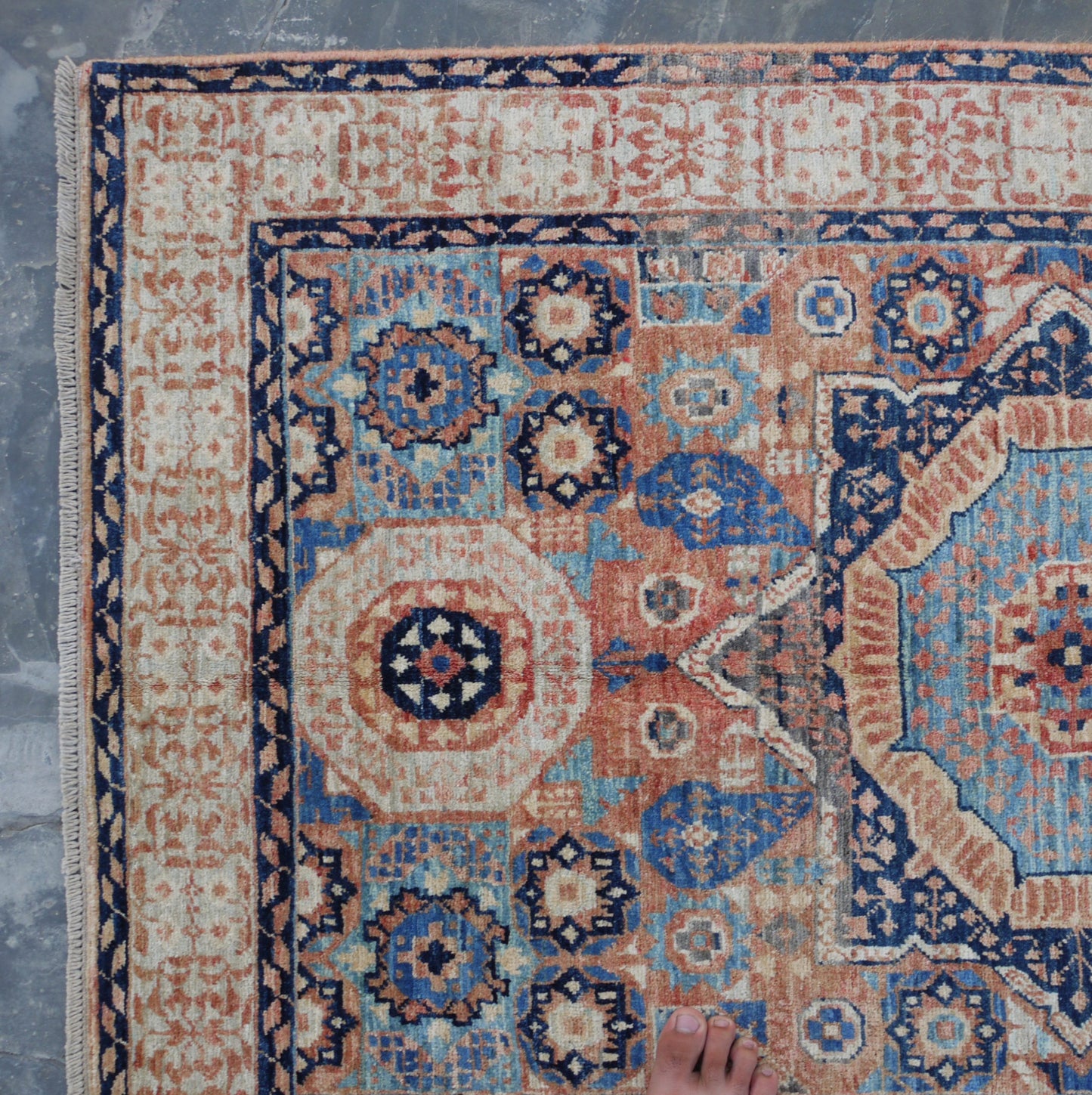 Afghan Turkaman weave in Mamluk design 146x99cm | Rug# 26832