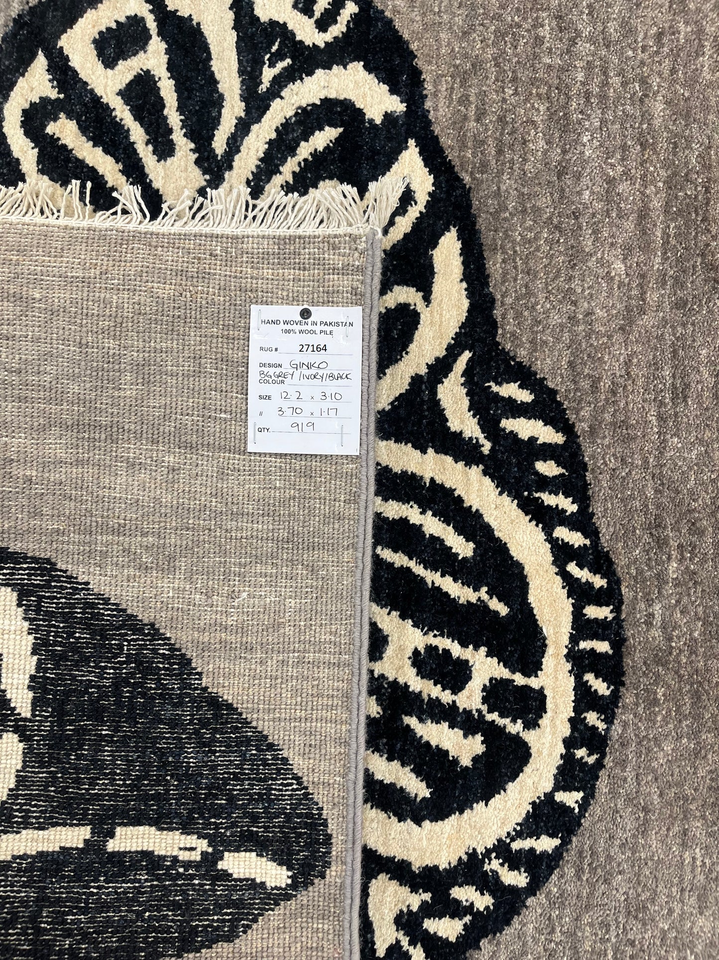 Hand knotted modern designer rug 370x117cm | RUG # 27164