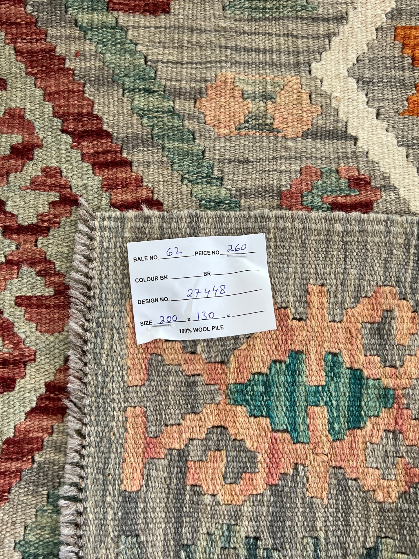 Flatweave kilim, Maimaneh-Afghan 200x130cm | Rug# 27448