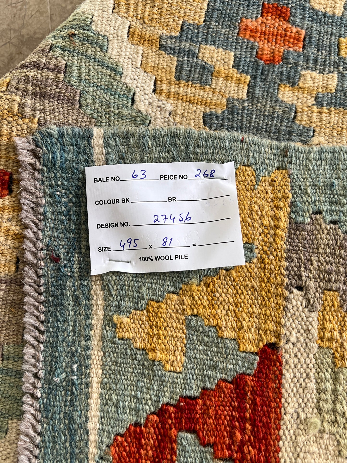 Flatweave kilim, Maimaneh-Afghan 495x81cm | Rug# 27456