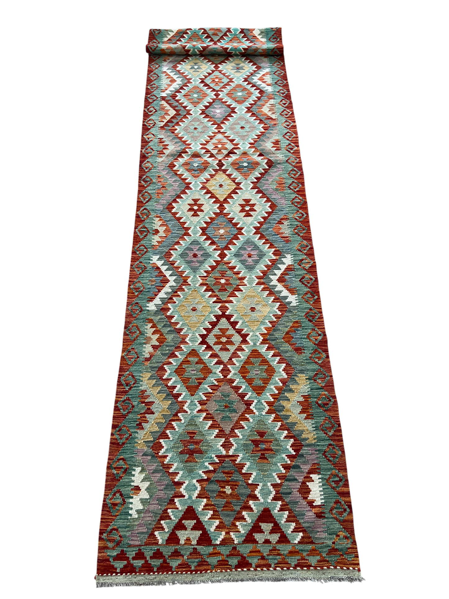 Flatweave kilim, Maimaneh-Afghan 383x81cm | Rug# 27462