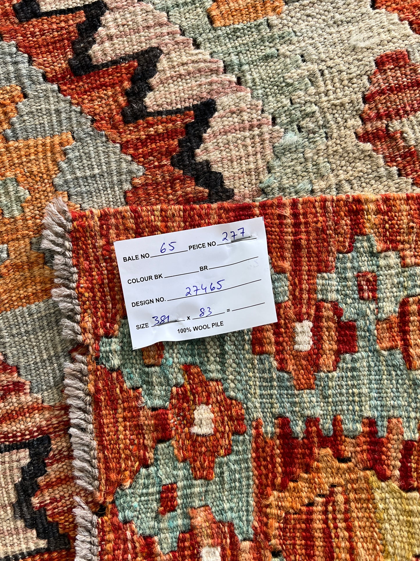 Flatweave kilim, Maimaneh-Afghan 381x83cm | Rug# 27465