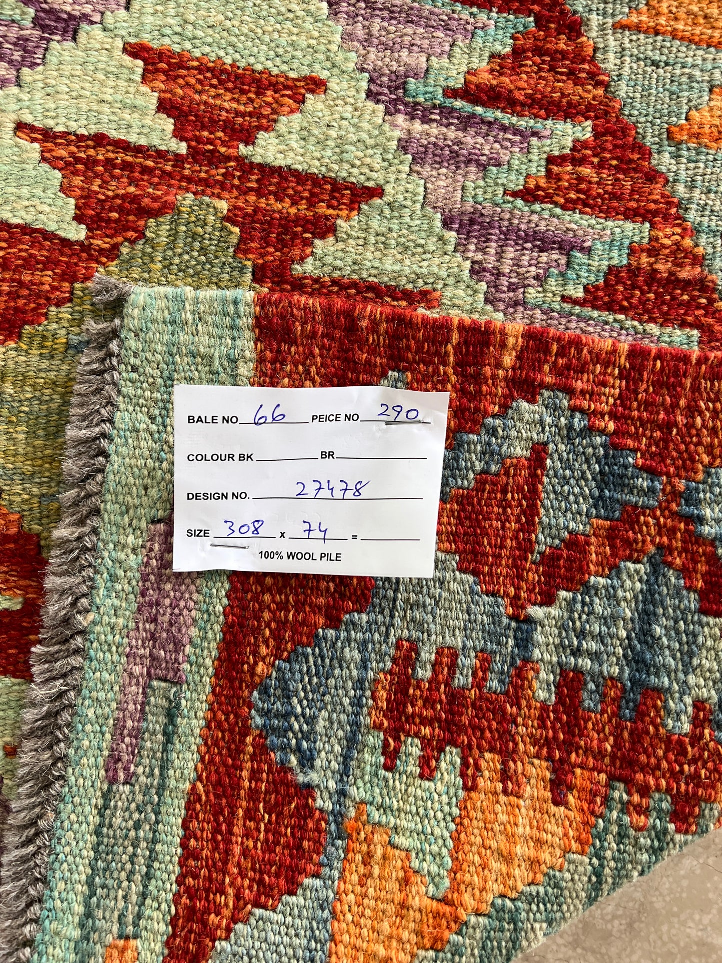 Flatweave kilim, Maimaneh-Afghan 308x74cm | Rug# 27478