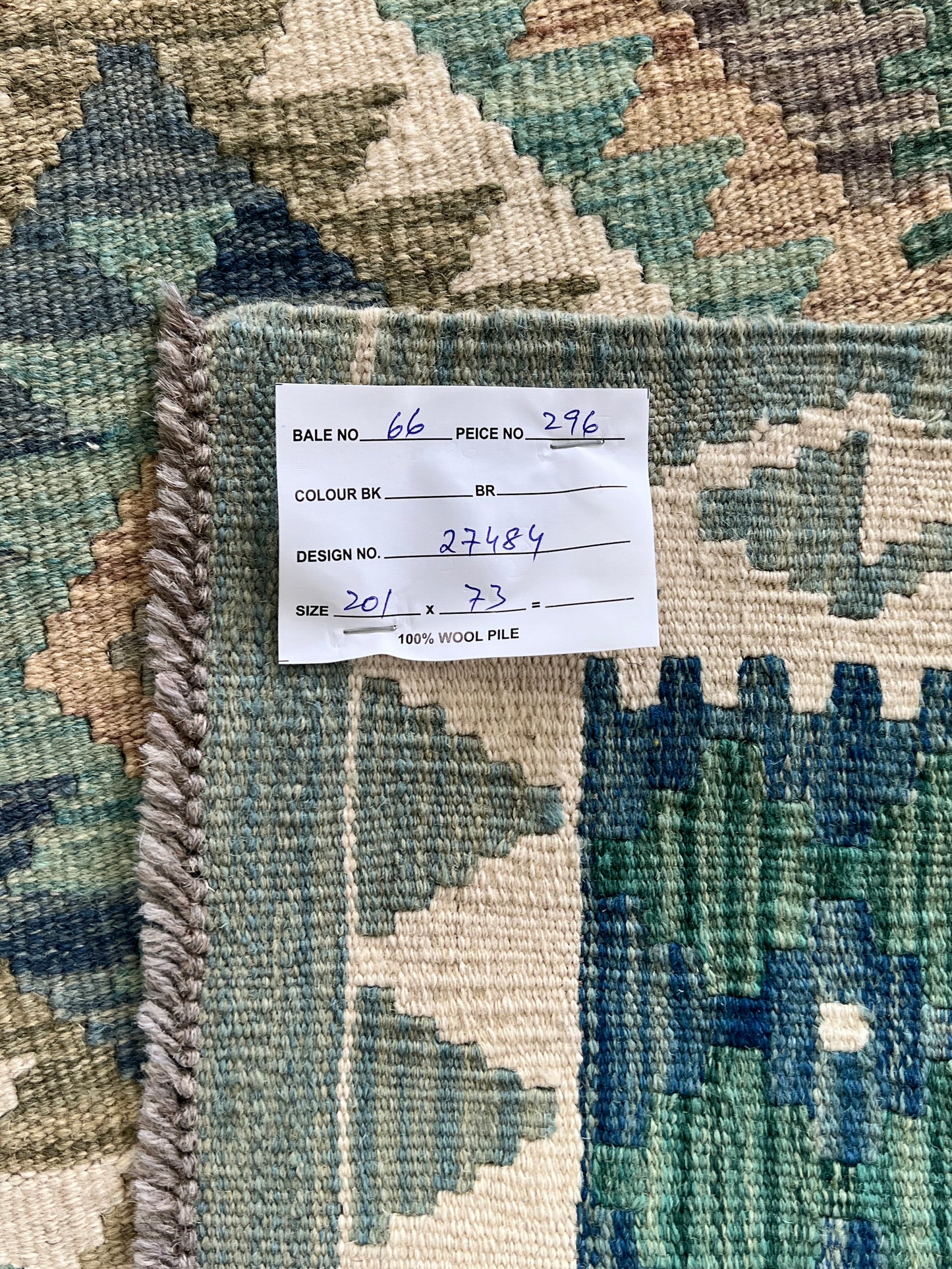 Flatweave kilim, Maimaneh-Afghan 201x73cm | Rug# 27484