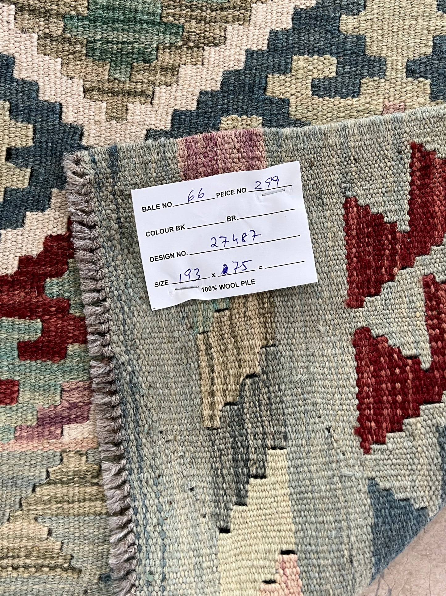 Flatweave kilim, Maimaneh-Afghan 193x75cm | Rug# 27487