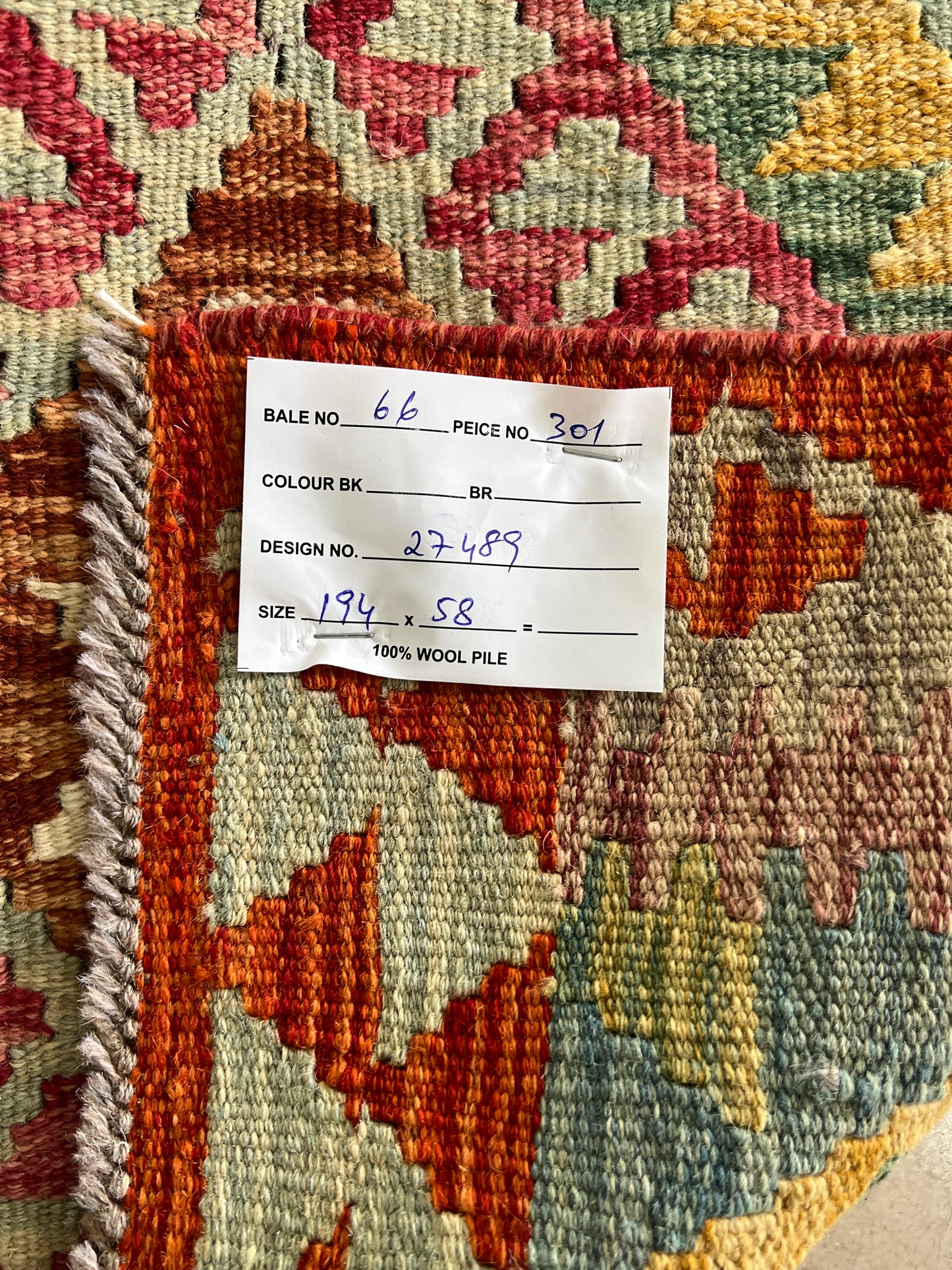 Flatweave kilim, Maimaneh-Afghan 194x58cm | Rug# 27489