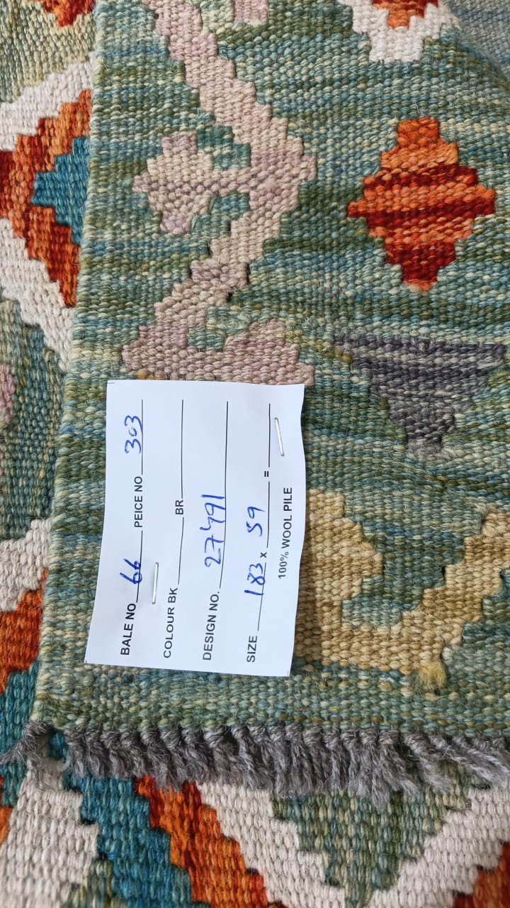 Flatweave kilim, Maimaneh-Afghan 183x59cm | Rug# 27491