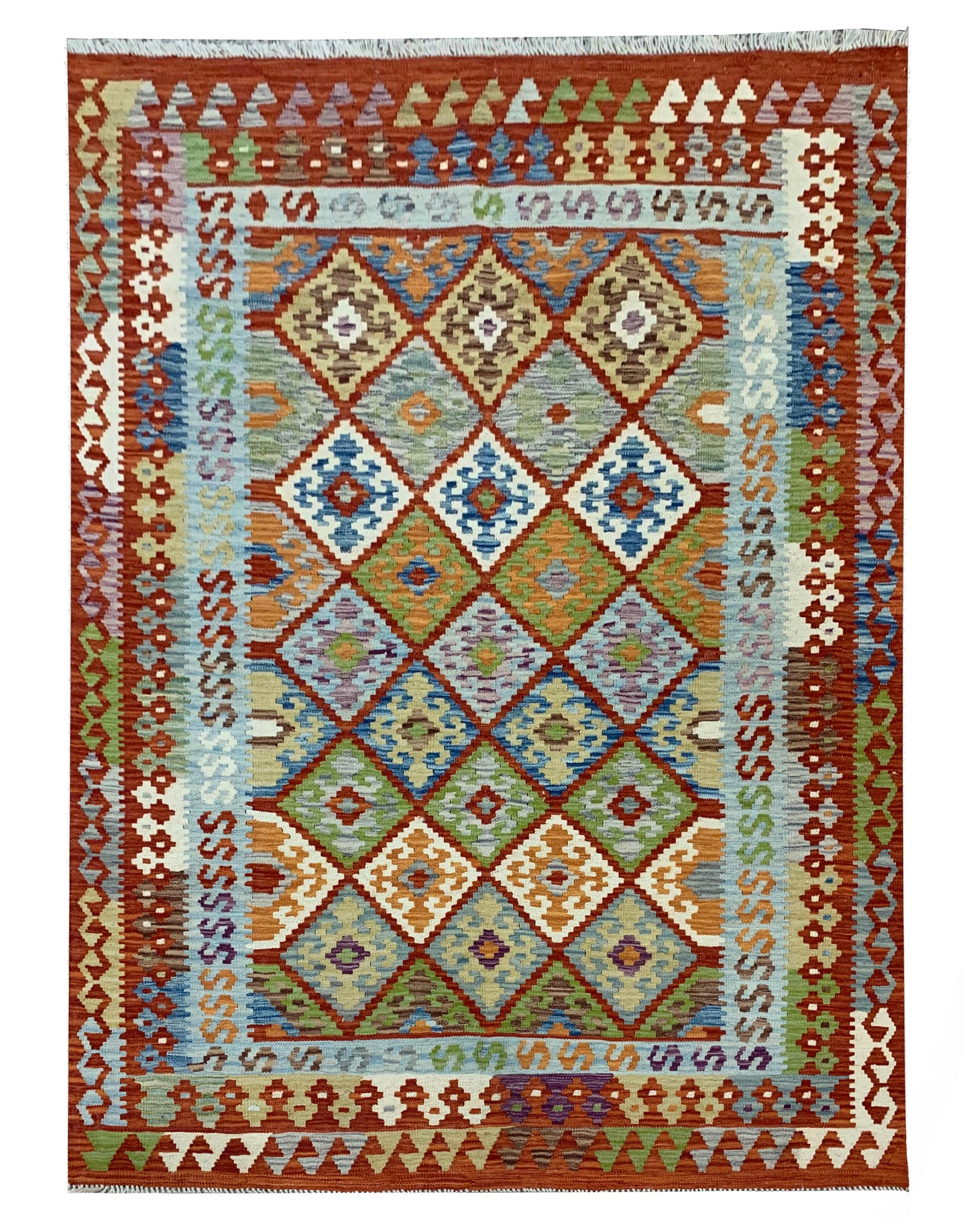 Modern Afghan maimaneh-Kilim 192x159cm | Rug# 26117