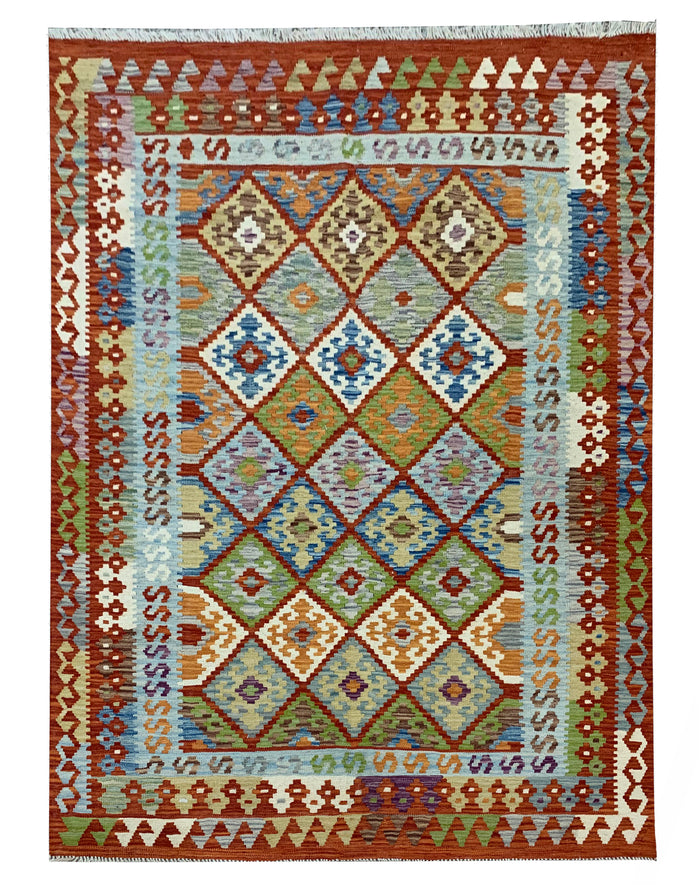 Modern Afghan maimaneh-Kilim 192x159cm | Rug# 26117