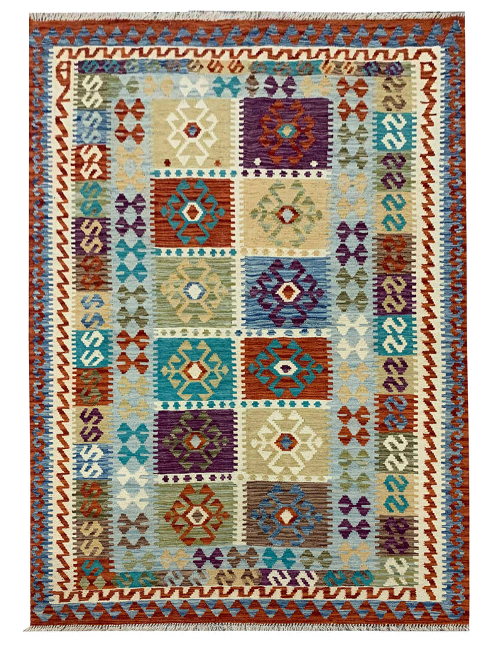 Modern Afghan maimaneh-Kilim 196x148cm | Rug# 26131