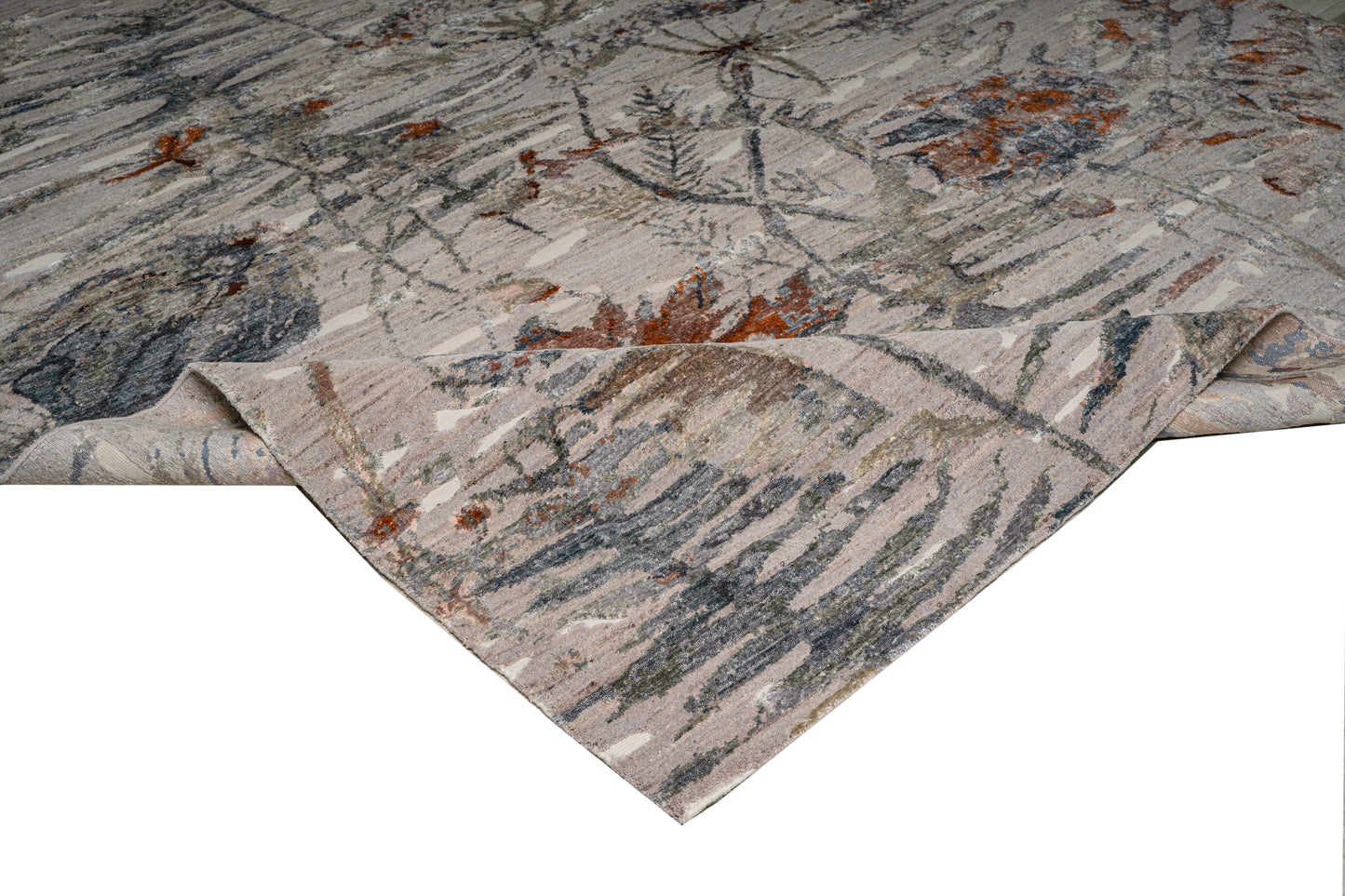 Tibetan weave Modern designer rug, wool and pure silk pile 301x245cm | RUG# 31675