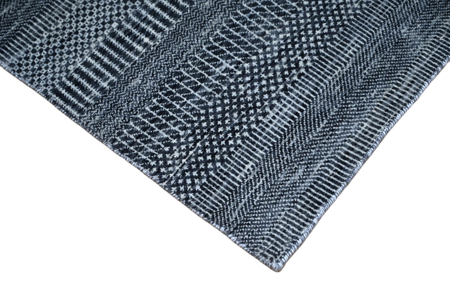 Hand knotted Scandinavian texture design, pure wool art silk 274 x183 cm | Rug# 31570