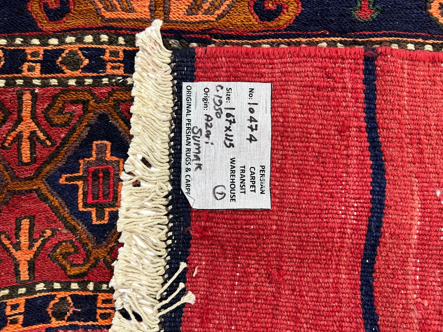 Azerbaijan Sumac Mafresh – Rare Bedding-Bag Face 167x115cm | Rug# 10474