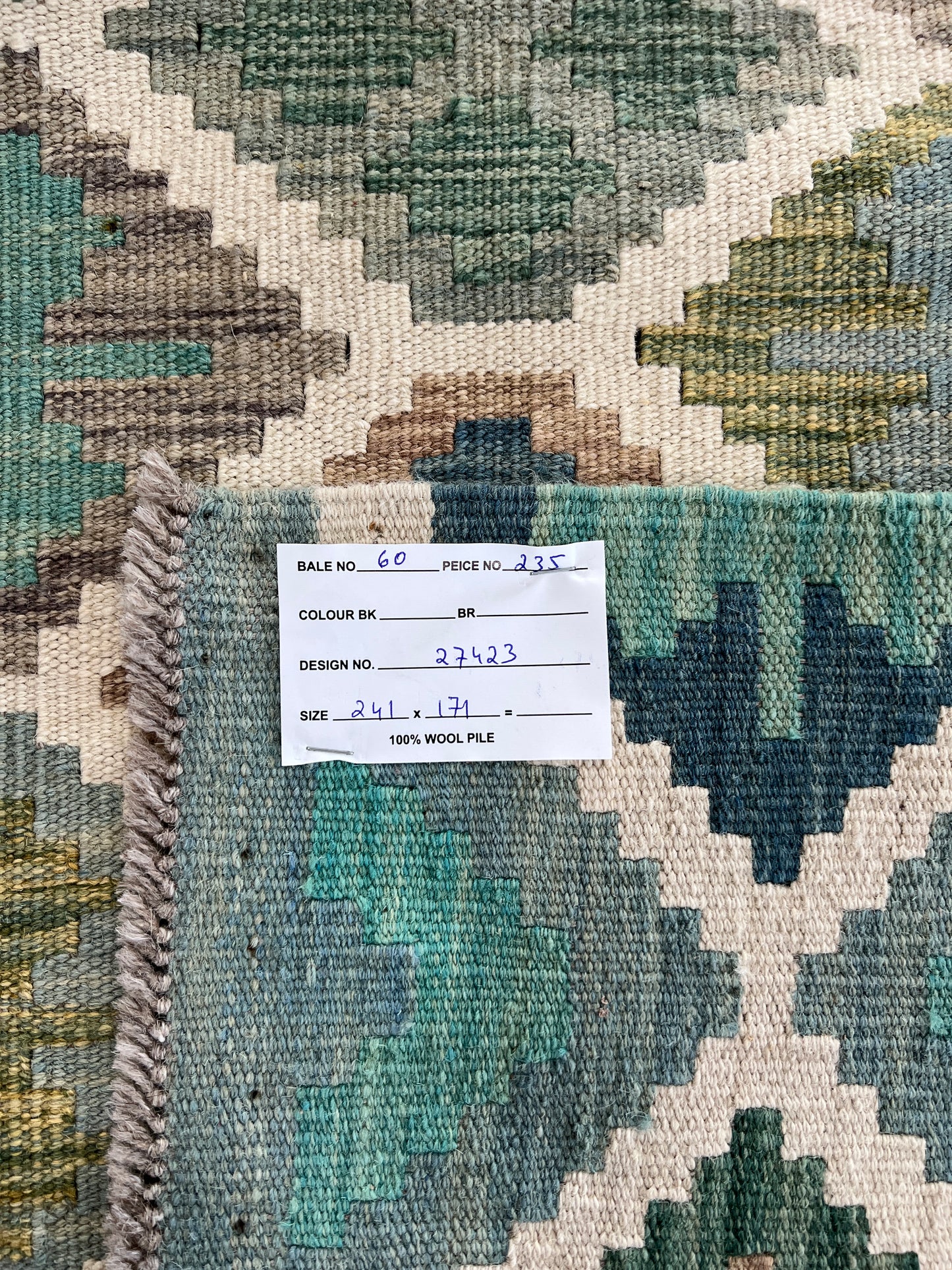 Flat-weave Maimaneh kilim, vegetable dyes, HSW, Afghan 241x171cm | Rug# 27423
