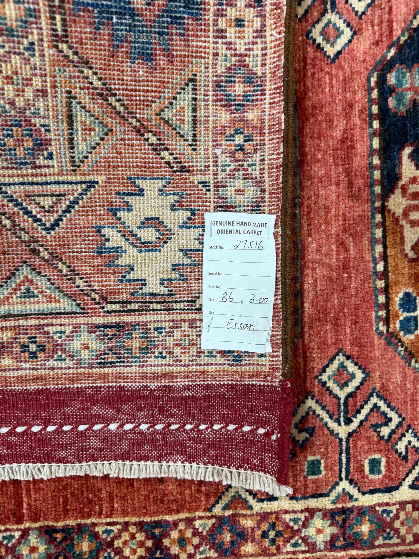 Custom-Made Ersari-Turkmen weave, woven in Khiva-Uzbekistan 300x86cm | Rug# 27516