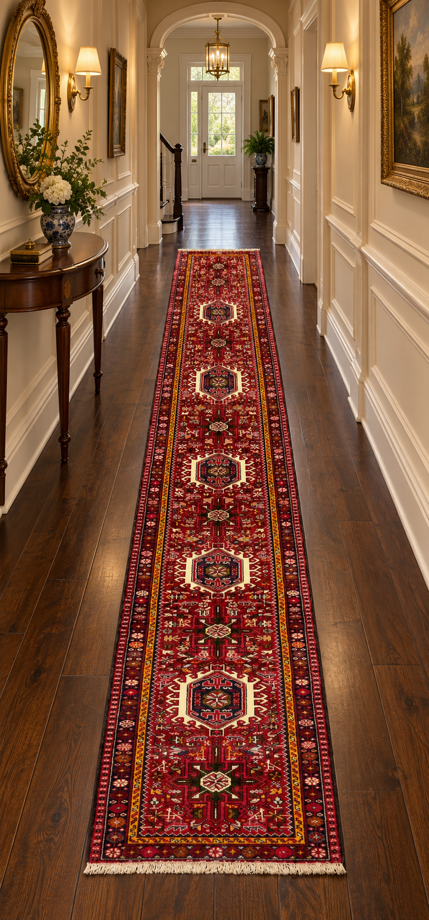 Vintage Persian Karajeh-Heriz Runner 382x80 cm | Rug# 10589