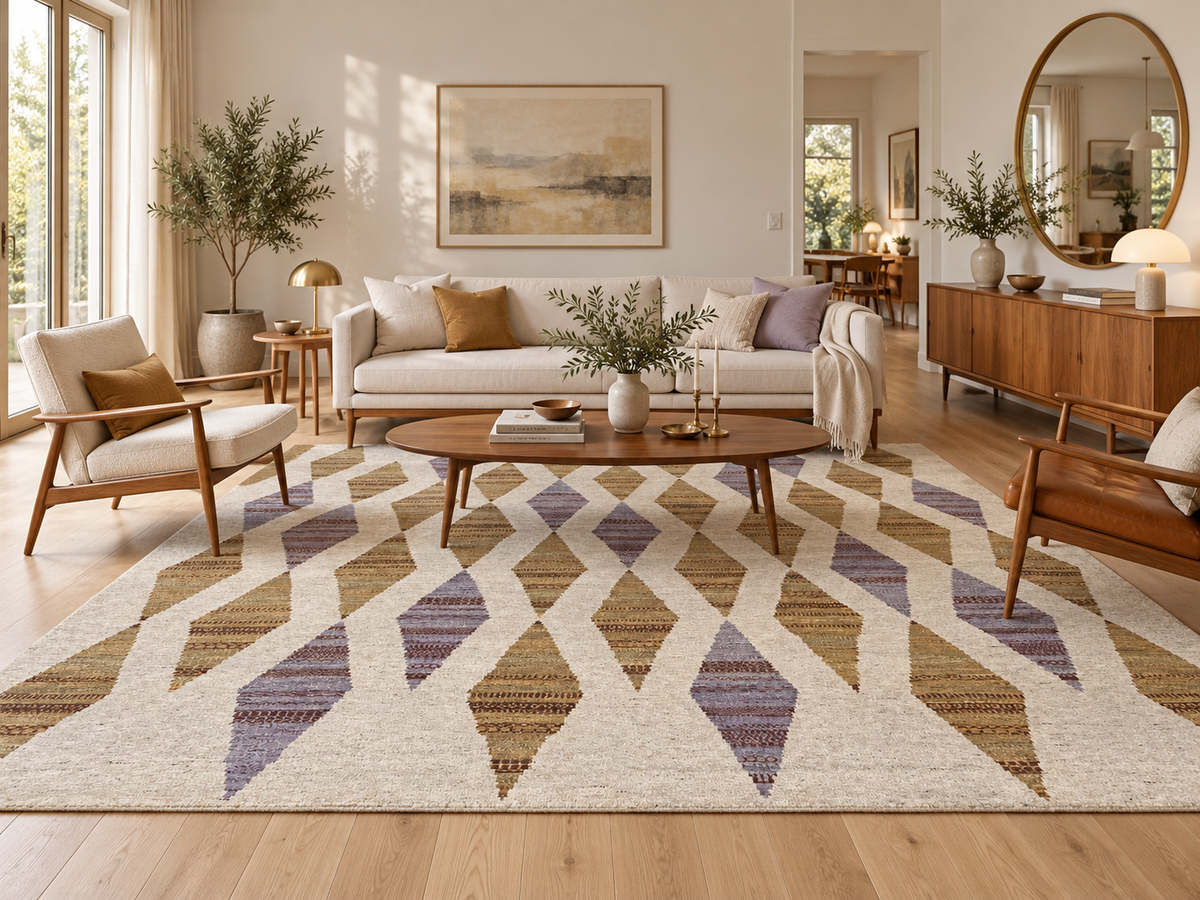Custom-Made Mid-Century Scandinavian Designer Rug – 398x308 cm | Rug#30389