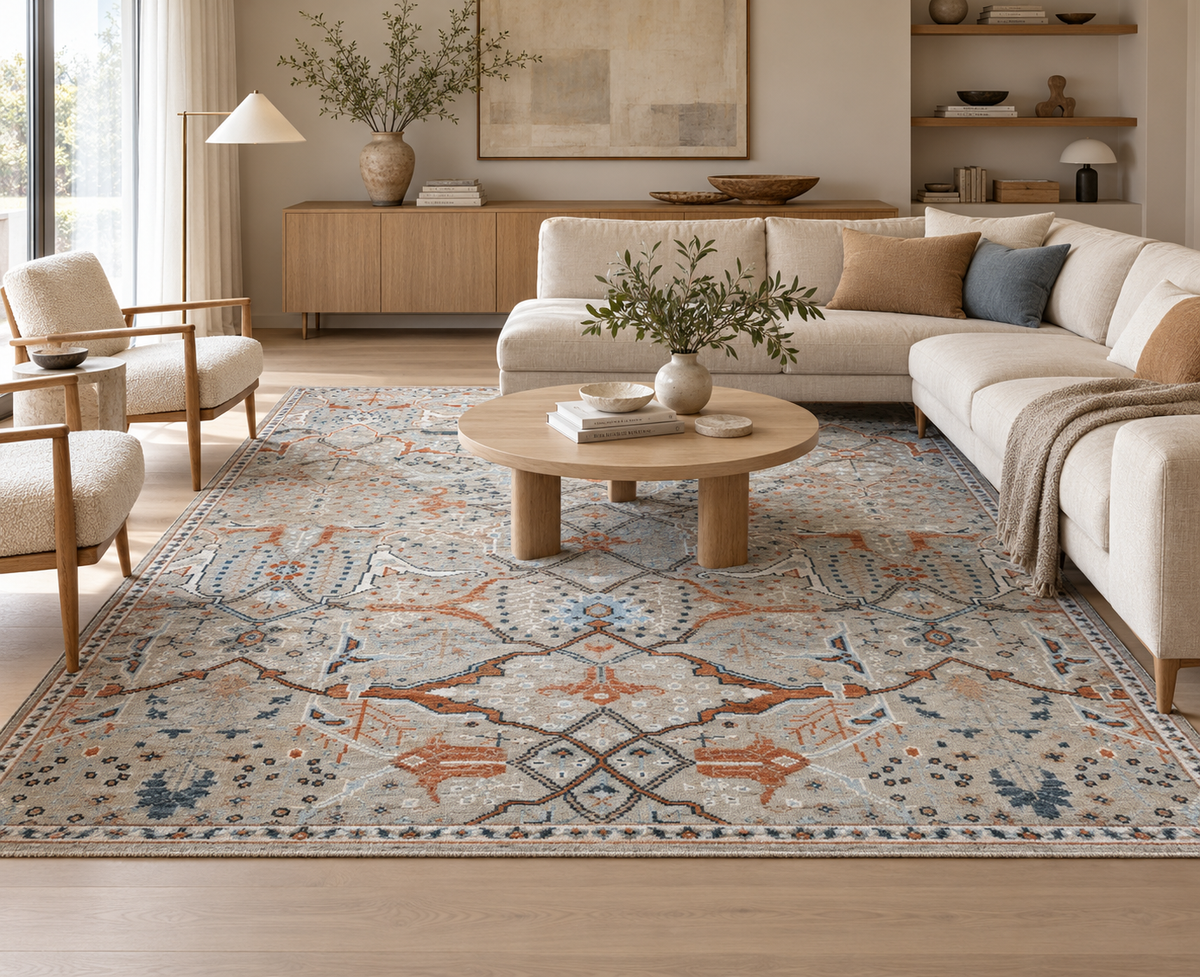 Hand-Knotted Agra Oushak Design Rug 306x245 cm | Rug# 32693