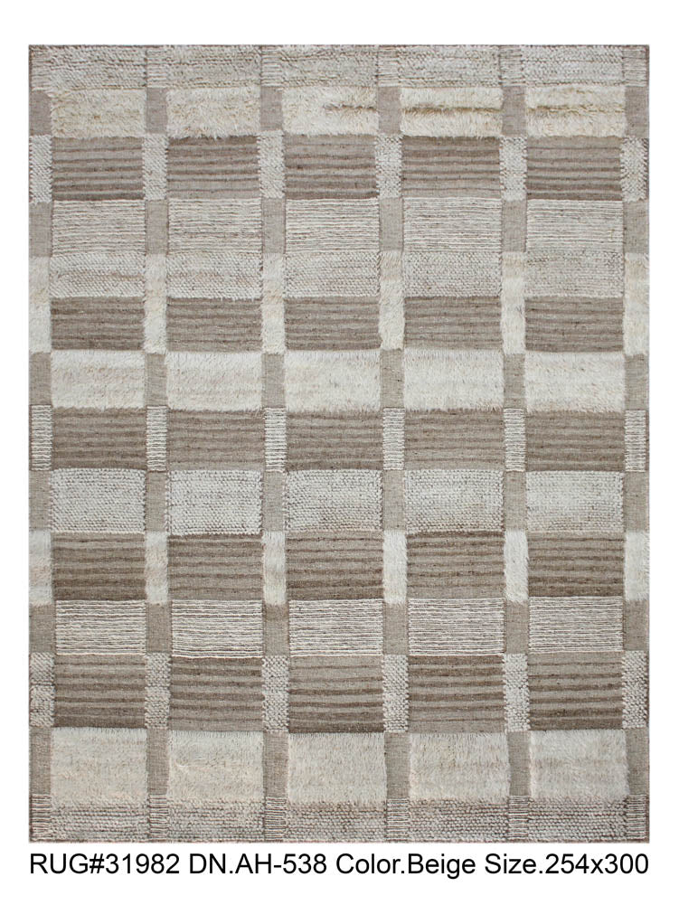 Hand knotted Scandinavian modern designer rug 300x254cm | RUG # 31982