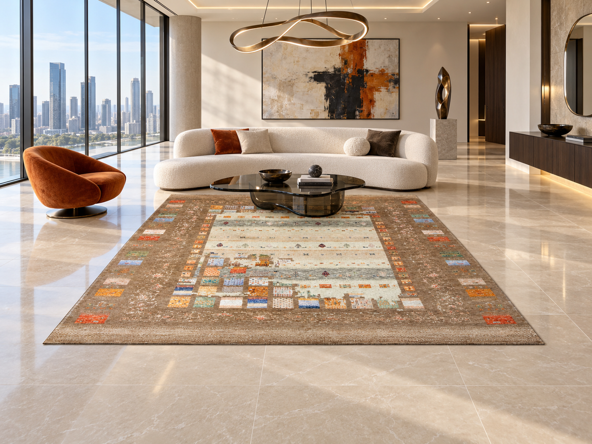 Modern Gabbeh contemporary designer Rug 302×246 cm | Rug# 32661