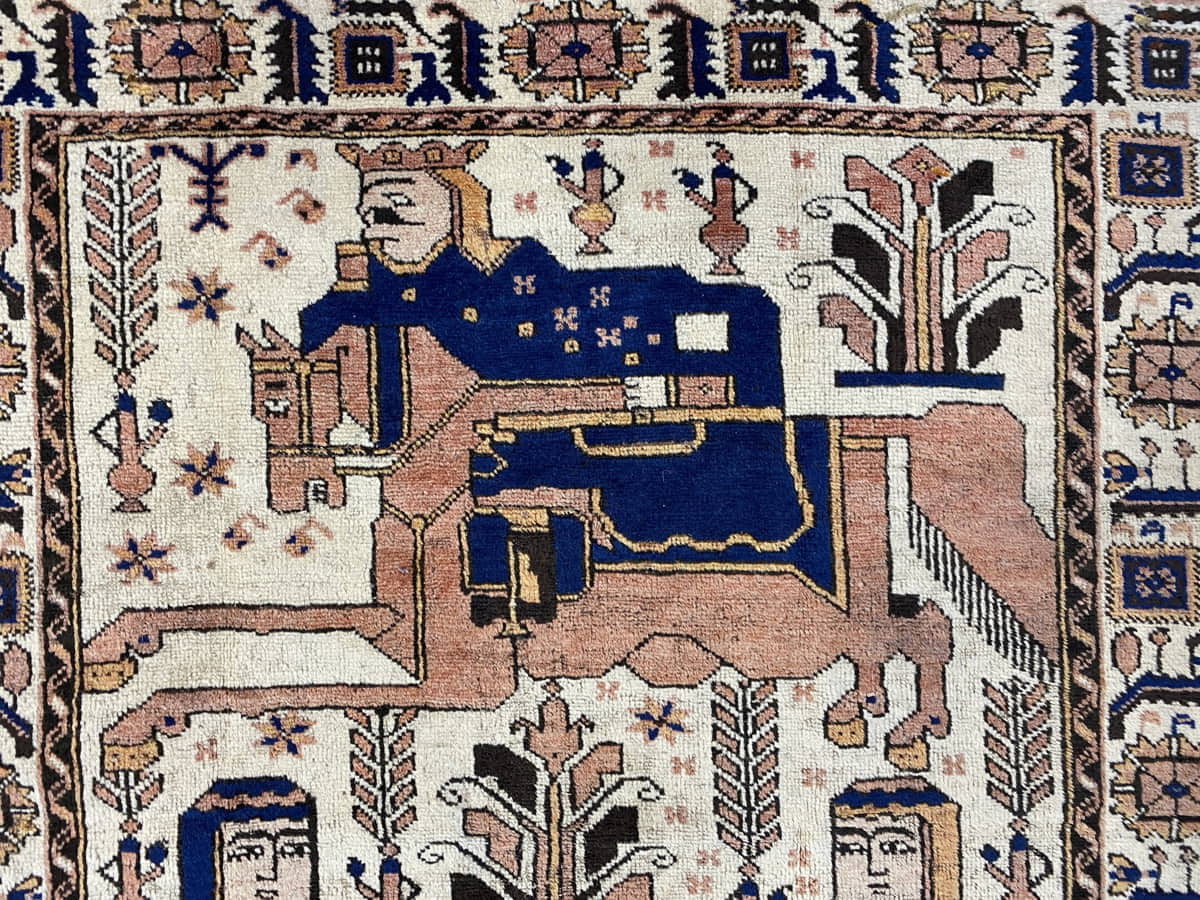 Vintage Pictorial Zabol Balouch, Persia, 203x124cm | Rug# 10040