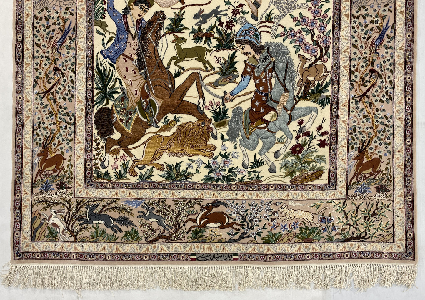 Master-weave Pictorial Isfahan, wool & pure silk, Persia, 221x145cm | Rug# 10100