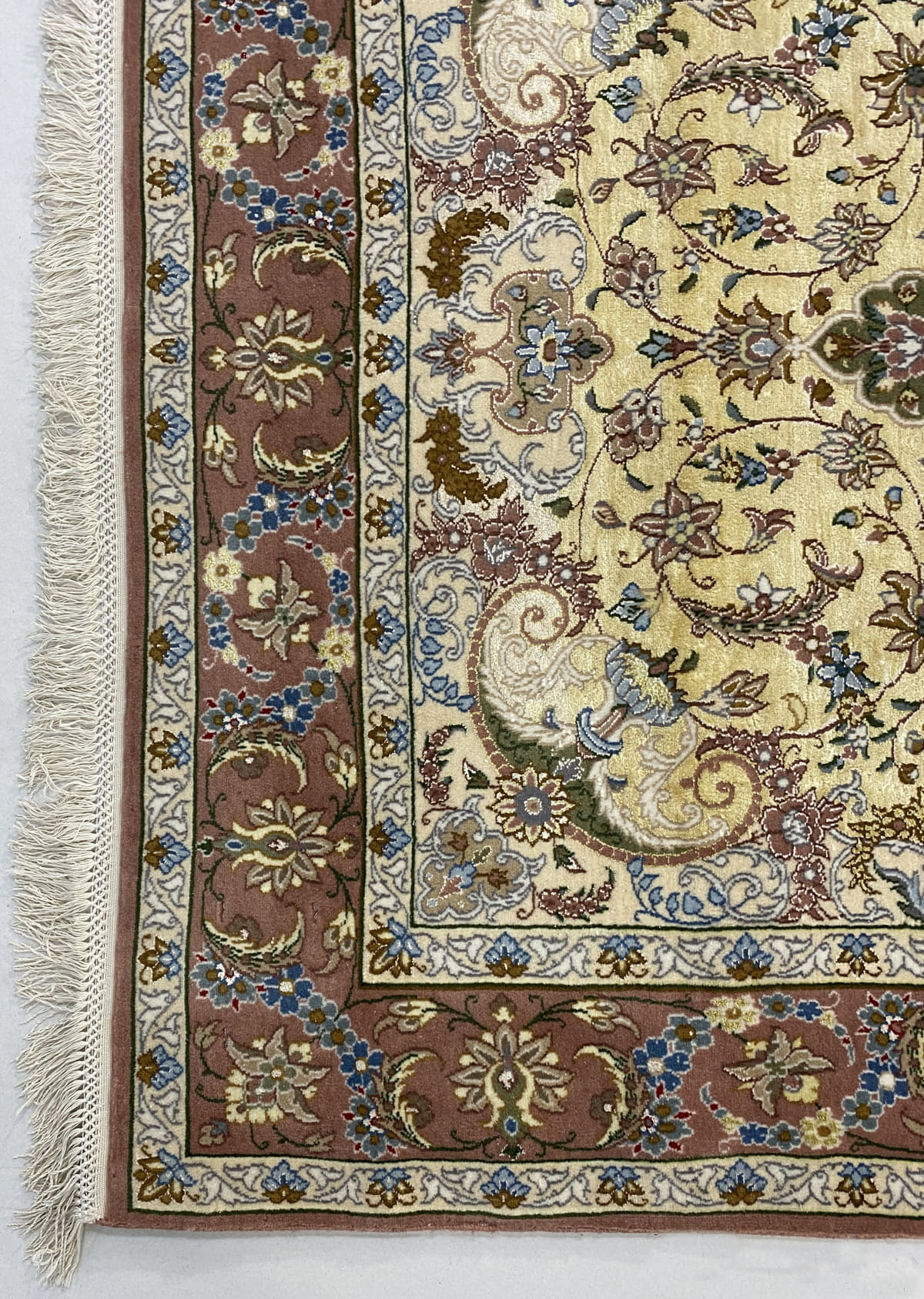 Superfine full silk field Isfahan 168x113cm | Rug# 10108