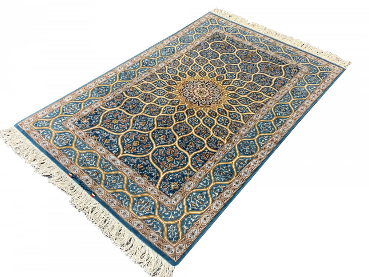 Superfine Persian Isfahan, wool $ silk, Persia, 198x129cm | Rug# 10296