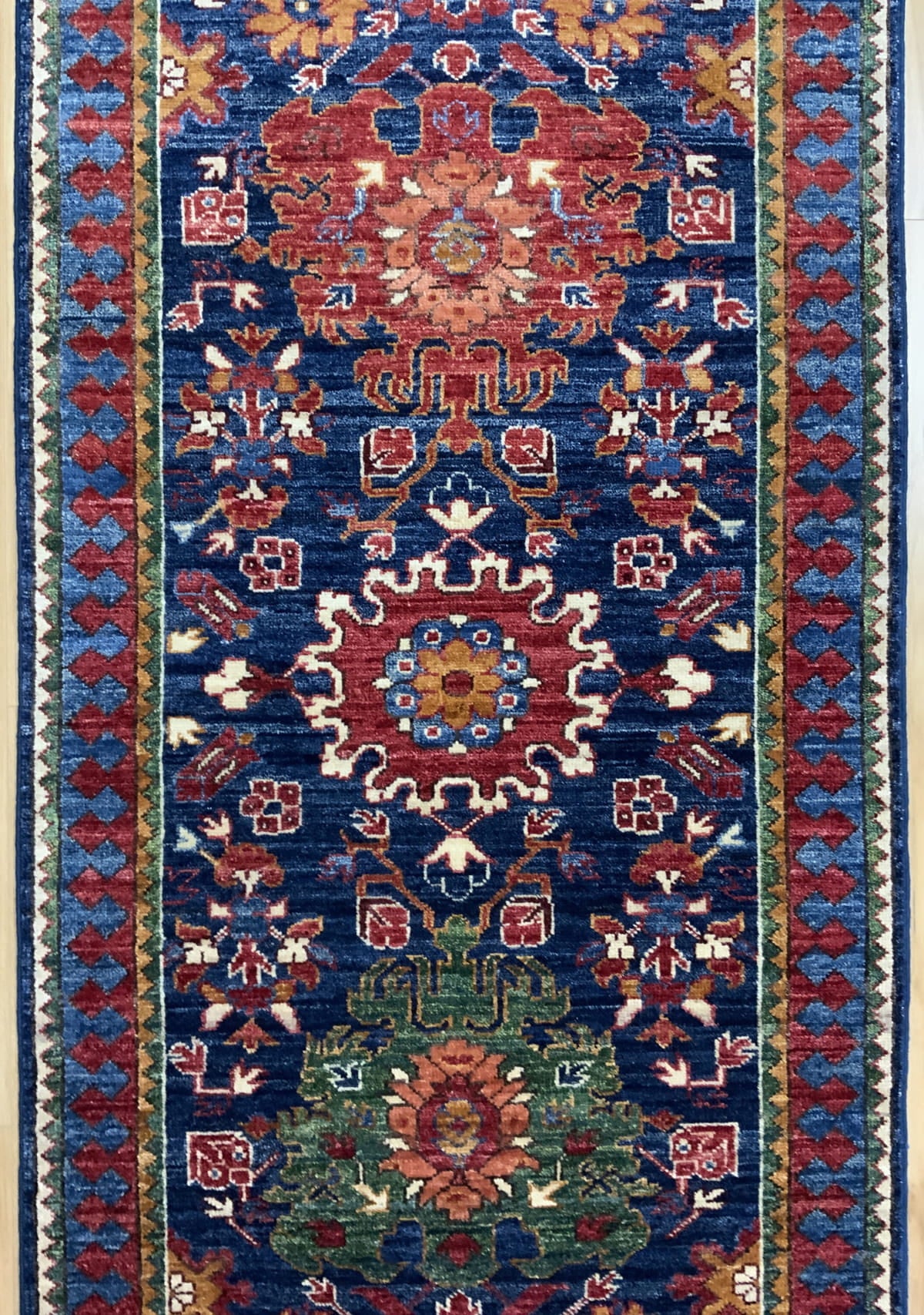 Afghan Turkaman weave in 19th century Caucasian design 482x82cm | Rug# 24311