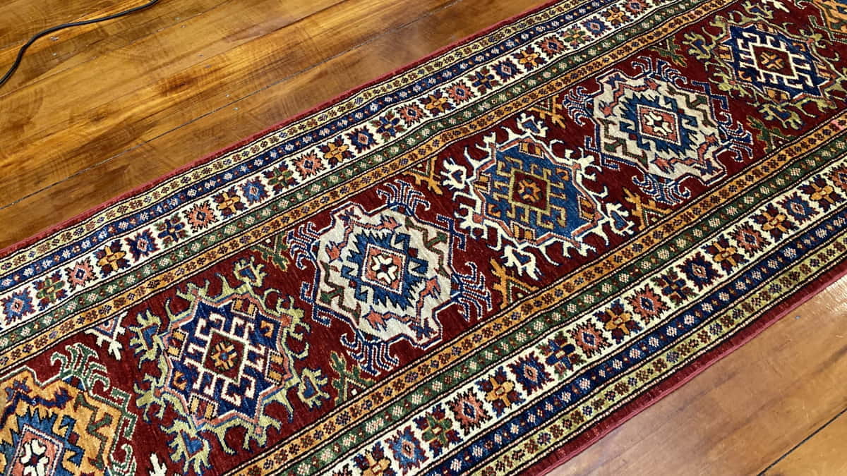 handmade Chechen-Kazak, woven in Mazarsharif, Afghanistan 243x80cm | Rug# 24338