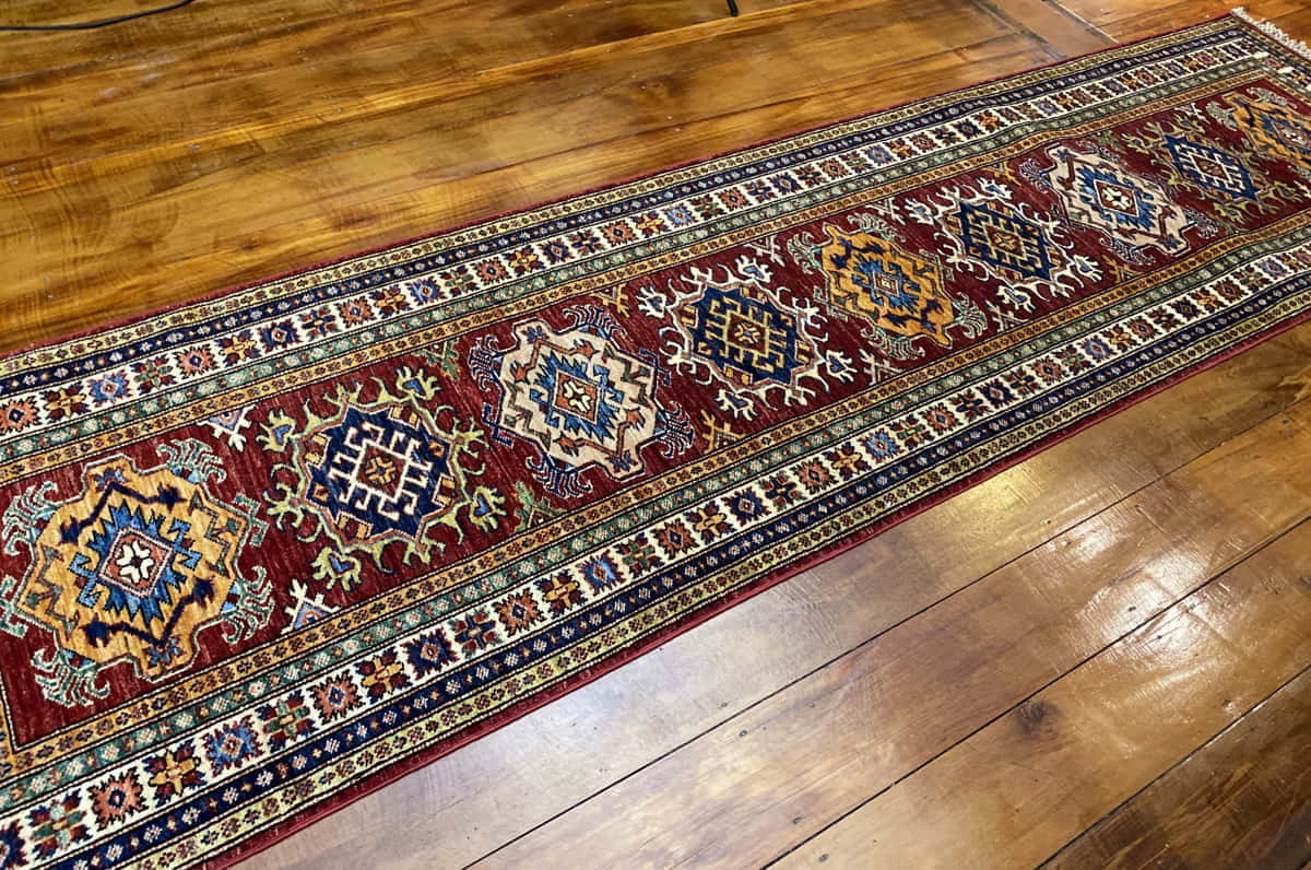 Afghan Chechen weave Super- Kazak Hall Runner, 303x82cm | Rug# 24749