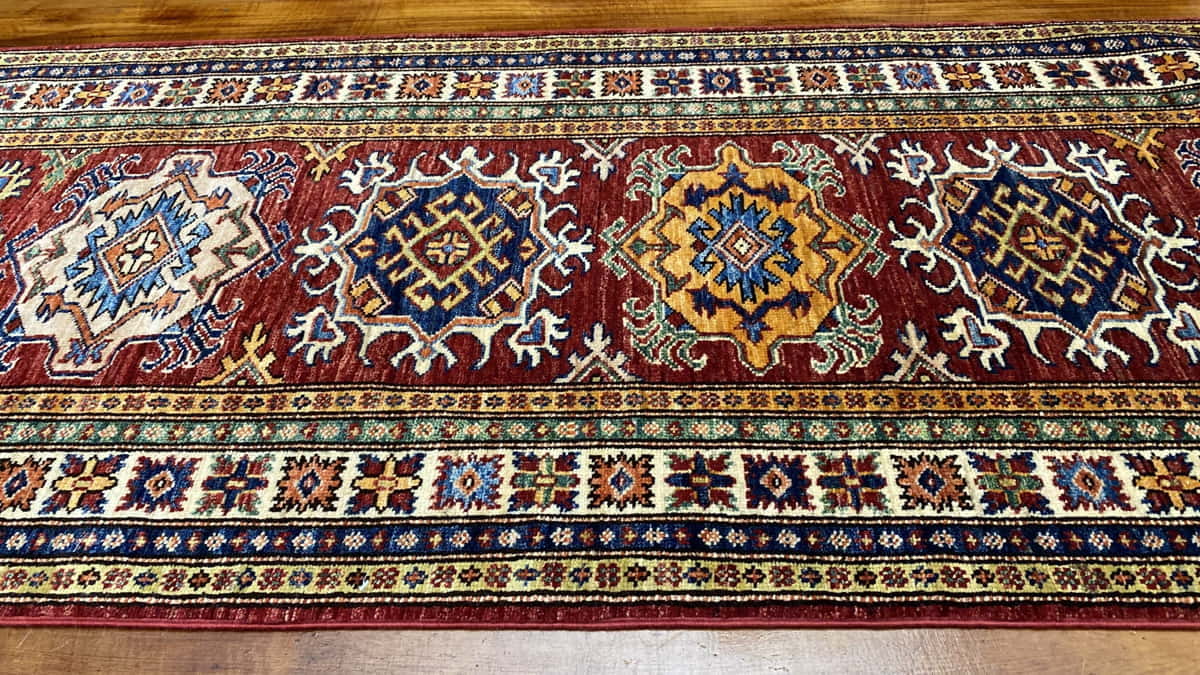 Afghan Chechen weave Super- Kazak Hall Runner, 303x82cm | Rug# 24749
