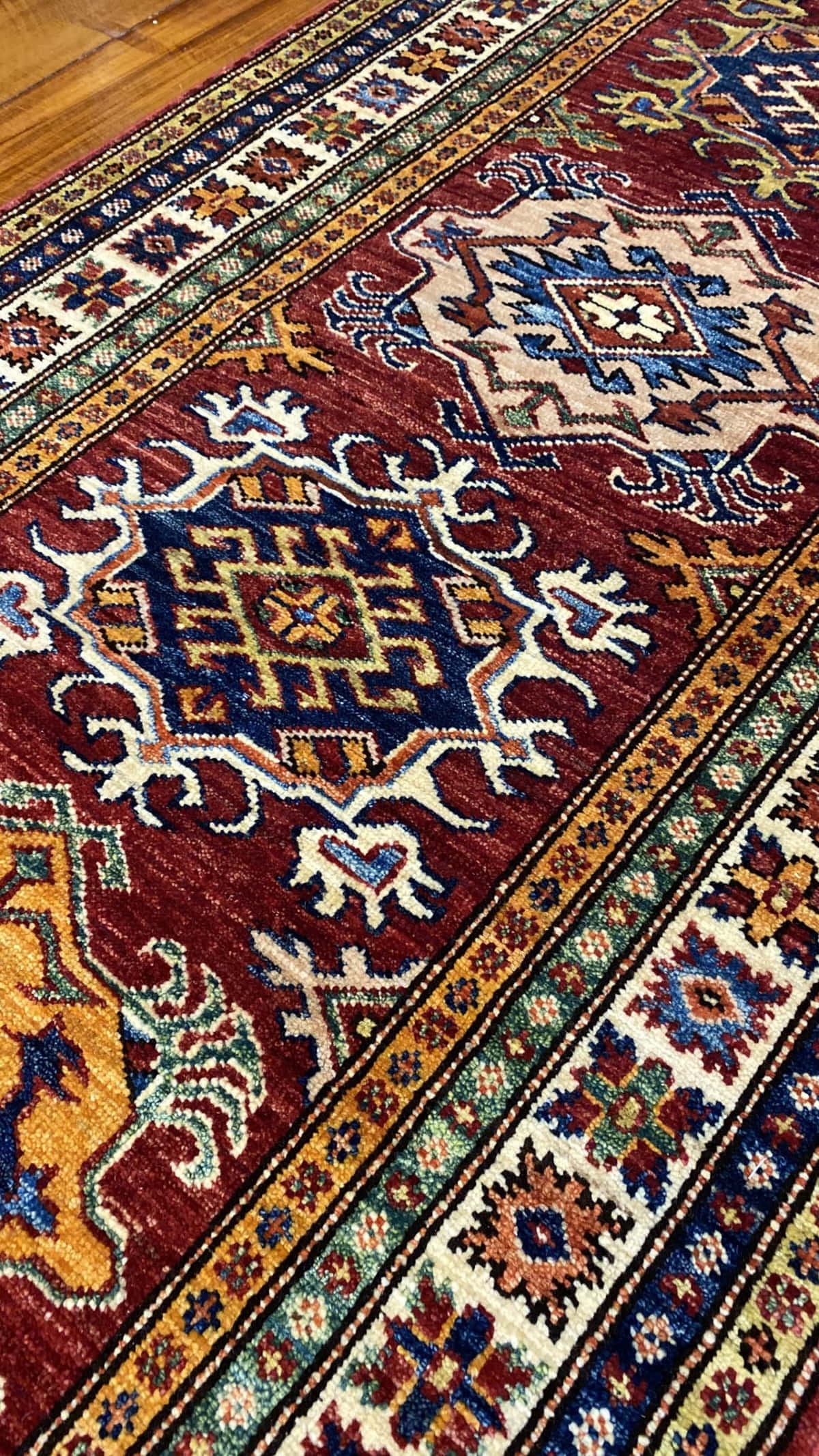 Afghan Chechen weave Super- Kazak Hall Runner, 303x82cm | Rug# 24749