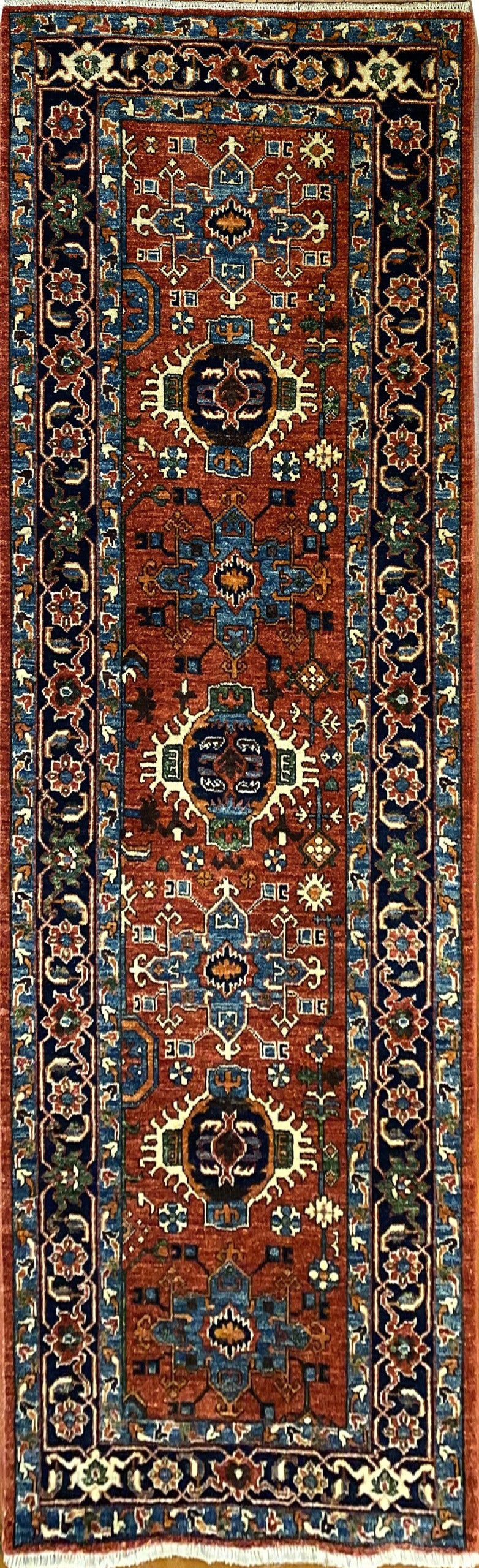Afghan Turkaman weave, 19th-century Heriz inspired 296x84cm | Rug# 24955