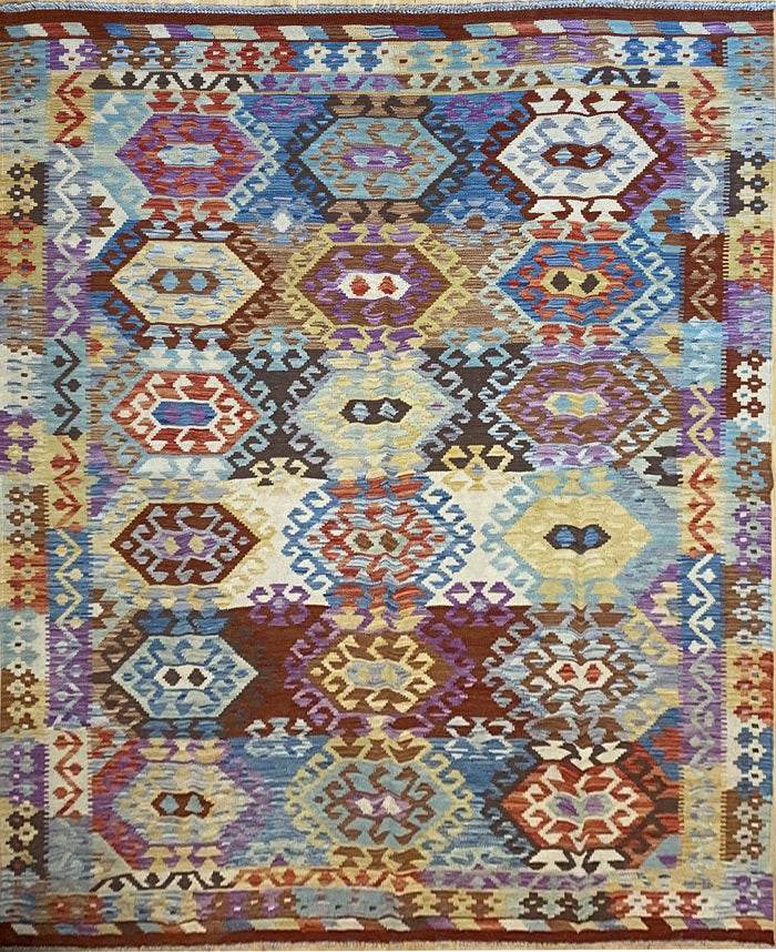 Hand-woven Afghan Modern Kilim 297x204cm | Rug# 25583