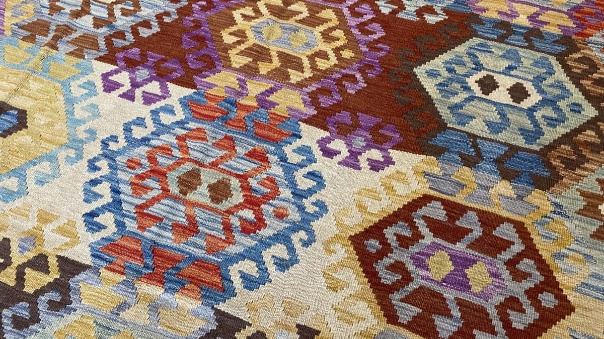 Hand-woven Afghan Modern Kilim 297x204cm | Rug# 25583