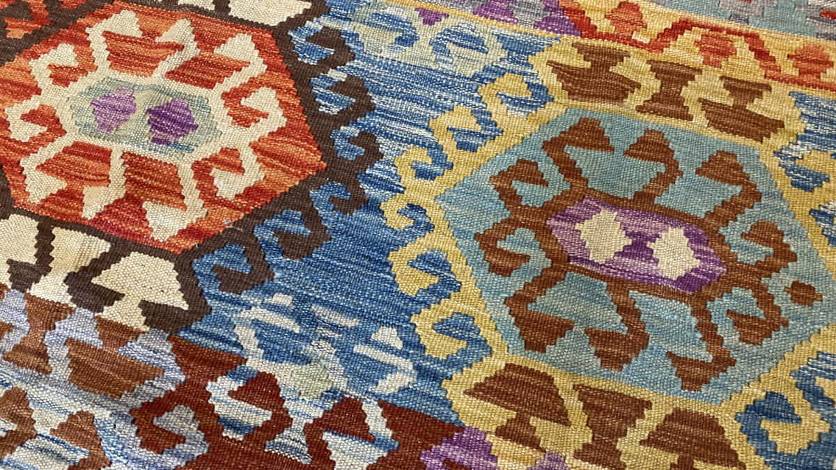 Hand-woven Afghan Modern Kilim 297x204cm | Rug# 25583