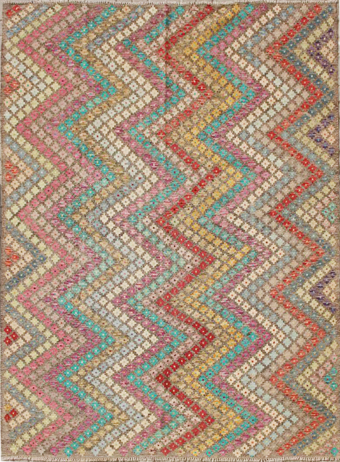 Afghan Maimaneh Modern Design Flatweave Kilim 281x212cm | Rug# 25635
