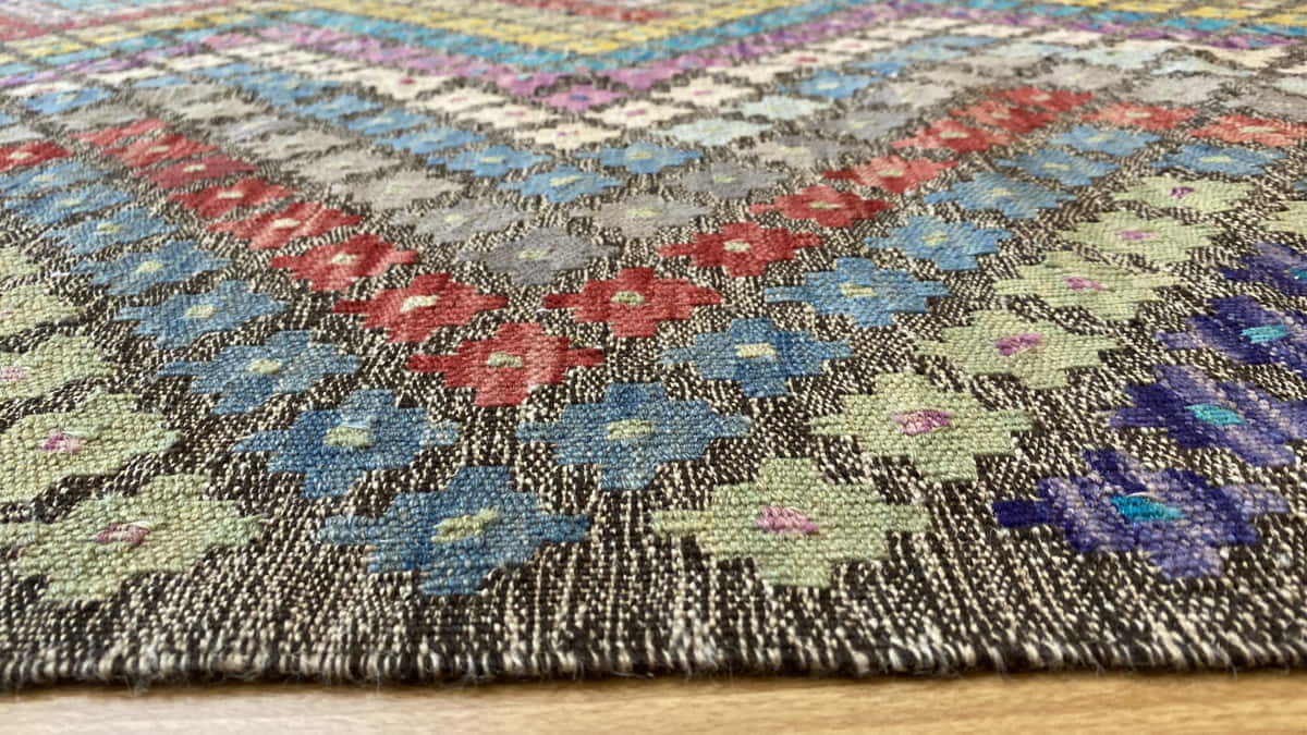 Afghan Maimaneh Modern Design Flatweave Kilim 281x212cm | Rug# 25635
