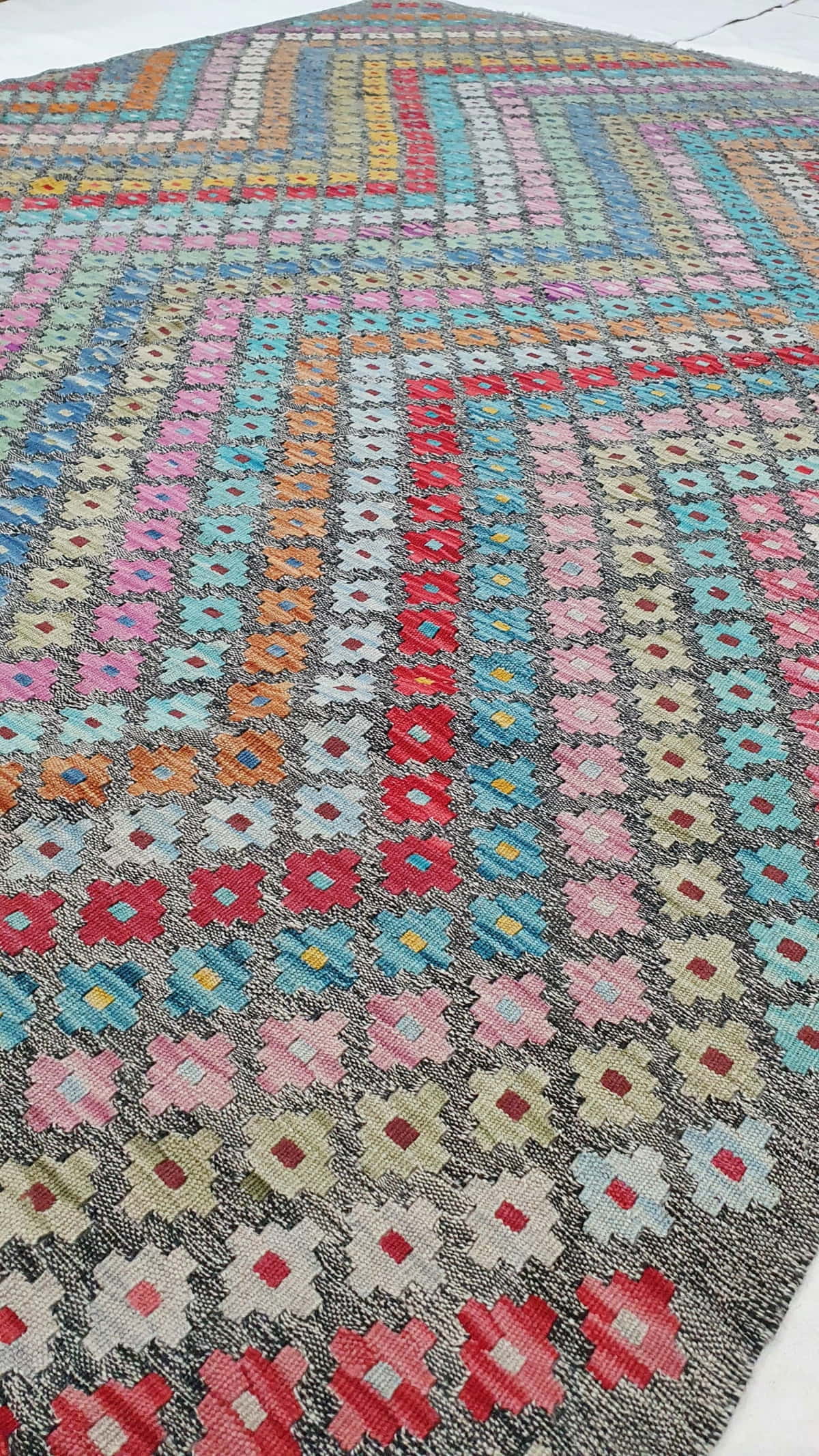 Afghan Flatweave Kilim in a new modern design, 271x214cm | Rug# 25640