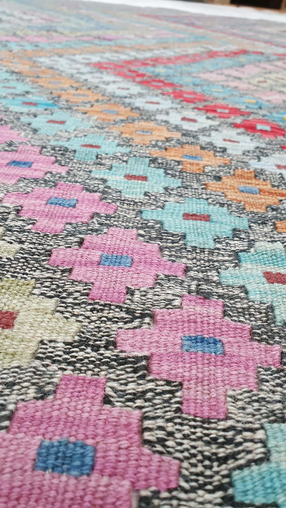 Afghan Flatweave Kilim in a new modern design, 271x214cm | Rug# 25640