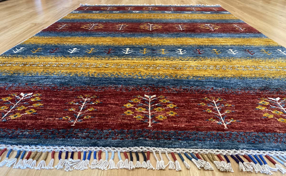 Afghan Turkaman weave in Modern Gabbeh design 200x143cm | Rug# 26027