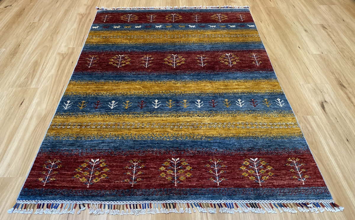 Afghan Turkaman weave in Modern Gabbeh design 200x143cm | Rug# 26027